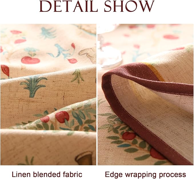 patdrea Designer French Tablecloth for Rectangle Table,Vintage Linen Trees Pattern Beige Tablecloths,Decoration Table Cover for Kitchen Dining Christmas,Thanksgiving,55"x87"-Tatiana D