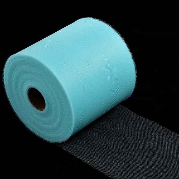 Tulle Fabric Roll, 6” by 200 Yards (600FT) Tulle Organza Fabric Spool for DIY Tutu Skirt Baby Shower Decor Wedding Backdrop Crafts Birthday Party Supplies (Turquoise)