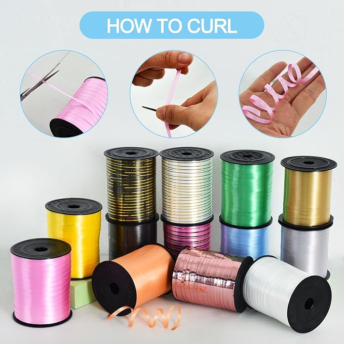 TONIFUL 500 Yards Curling Ribbon-Balloon Ribbon-Balloon String for Art&Craft Decor,Gift Wrapping,Ribbons and Bows for Christmas New Year Birthday Gifts Graduation Supplies (Light Blue)