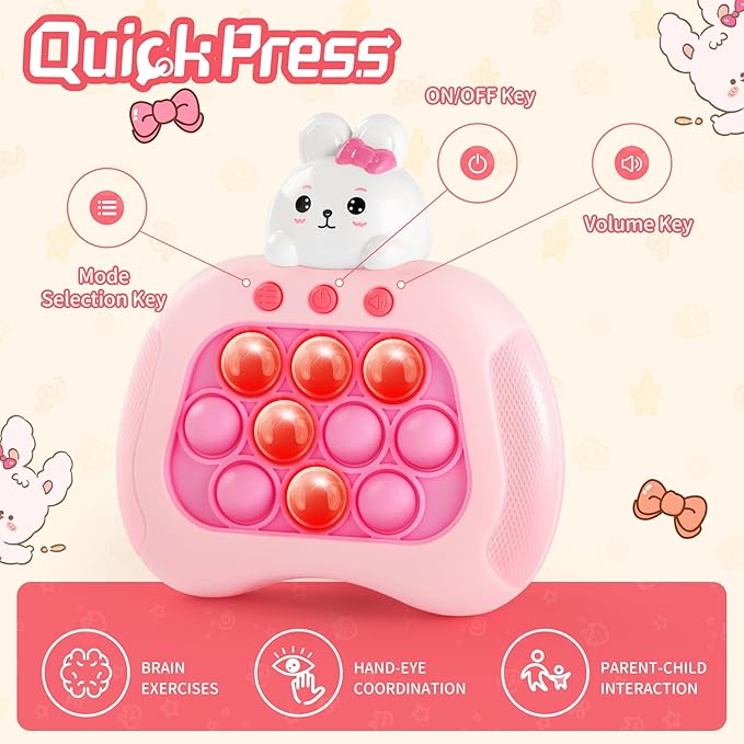 Easter Bunny Fidget Toy, Sensory Pop Toys for Kids & Adults, Pink, 1 inch