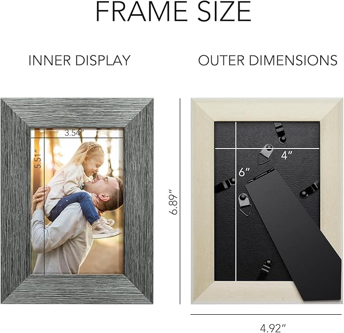 TWING 4X6 Picture Frames Collage Set of 6, Photo Collage Frame for Wall Decor or Table Top Display Gray