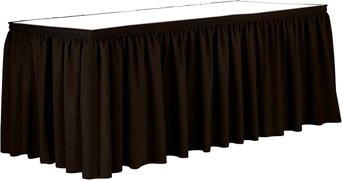 Ultimate Textile Pleat Polyester Fabric Table Skirt - Machine Washable Flame Resistant with Clips for Events, Weddings & Trade Shows, Cut & Sewn in Paterson, NJ - Chocolate, 21' Shirred Pleat