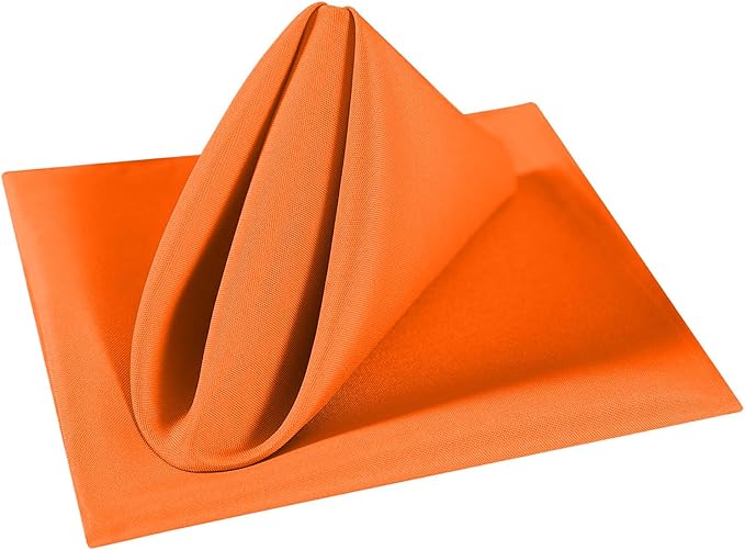 Cloth Napkins 20x20 inch Washable Polyester Dinner Napkins Soft Table Napkins for Wedding Party Dining Banquet(Orange,100PCS)