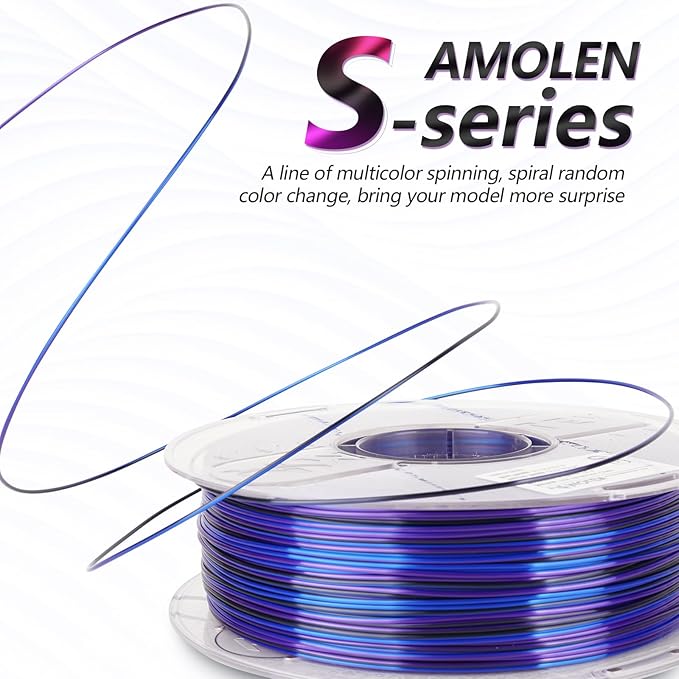 AMOLEN Silk PLA 3D Printer Filament, Shiny Multicolor Rainbow PLA Filament 1.75mm, Fast Color Change PLA 3D Printing Filament for Most FDM 3D Printer, Black Blue Purple, 1kg (2.2lbs)