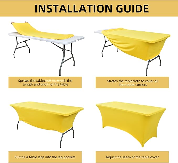 10-Pack 6ft Spandex Table Covers for Rectangle Standard Folding Tables - Wrinkle Resistant Stretch Tablecloths - Ultimate Fitted Table Protector for Parties, Banquet, Wedding