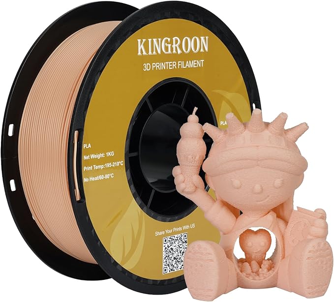Kingroon PLA Filament 1.75mm 3D Printer Filament 1kg Pla Filament Dimensional Accuracy +/- 0.02mm, Fit Most FDM Printer,Skin