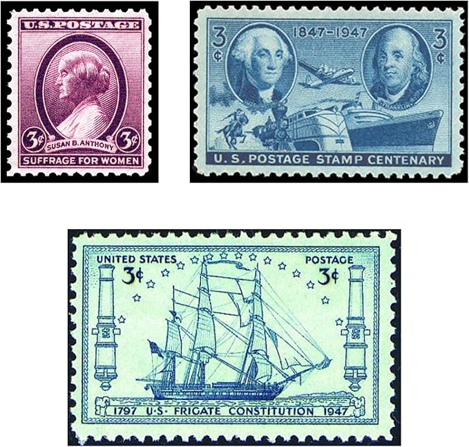 American Coin Treasures 40 U.S. Postage Stamps from The 1910's, 1920's, 1930's and 1940's, Mint State Condition, Various Denominations and Postal Rates, Perforated Edges