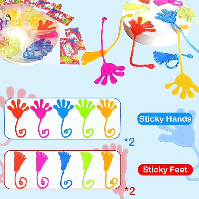 Halloween Large Sticky Hands & Feet Party Favors Supplies for Toddlers (20 PCS), Pinata Goodie Bag Stuffer Fillers for Kids,School Student Non Candy Treats Treasure Box Prizes Toy Gifts for Boys Girls