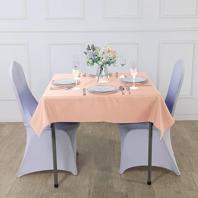 Cupuamon Square Tablecloth 70x70 inch Washable Polyester Fabric Table Cloth for Wedding Party Dining Banquet Decoration（70x70,Dusty Pink）
