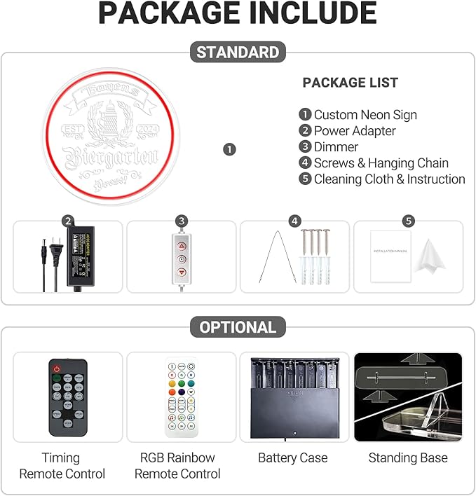 Custom Bar Neon Sign for Biergarten, Personalized LED Beer Barrel Wheat Signs for Wall Decor, Customizable Biergarten Signs for Men Dad Husband Gifts, Man Cave Home Bar Pub Tavern Bistro Business
