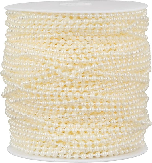 164 Feet Faux Pearl Beads Garland 3mm Craft String Pearls for Wedding Centerpiece Christmas Tree and Flowers Decoration DIY(Ivory)