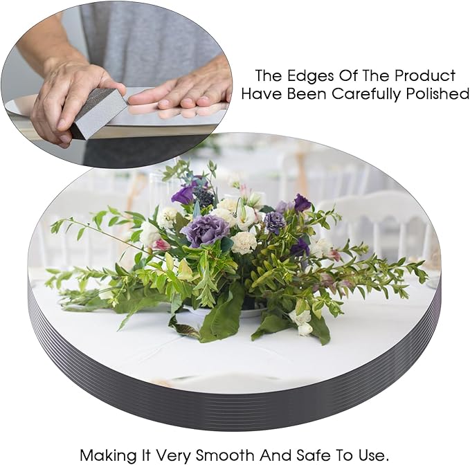 12" Mirror Centerpieces, Set of 12 Round Mirrors for Centerpieces, 2mm Glass Mirror Plates, Mirror Tray, for Wedding Table, Party Decorations, Candle Plate Set, Craft, Christmas Decorations