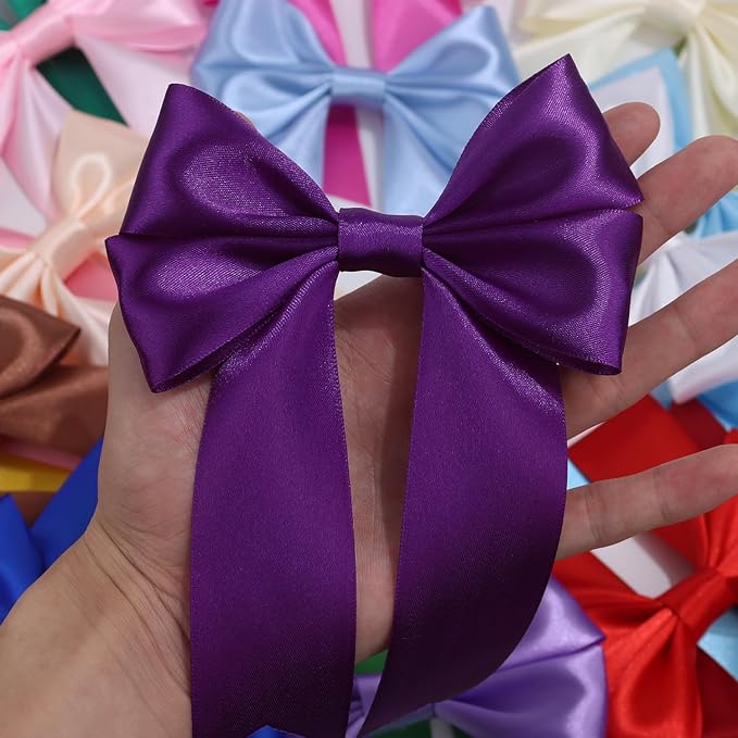 Purple Solid Satin Ribbon 1-1/2 Inch 25 Yards Solid Polyester Fabric Ribbon for Gift Wrapping Wedding Christmas Baby Shower Birthday Party Decoration Handmade Immortal Flower Craft