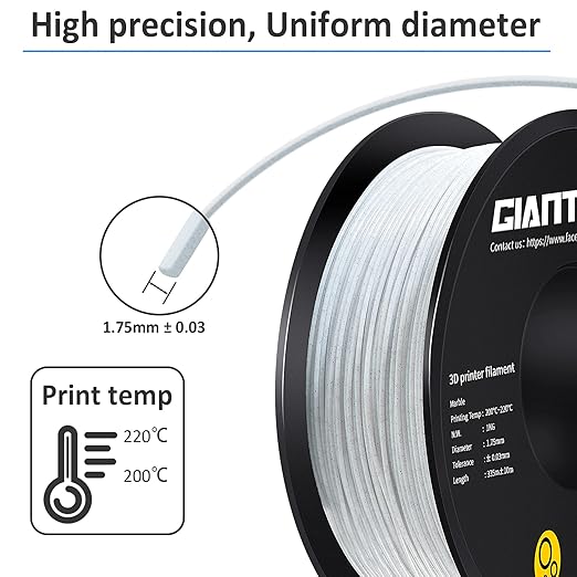 GIANTARM 3D Printer Filament, Marble Pla Filament, 1Kg(2.2lbs) Spool, 1.75mm Dimension Accuracy +/- 0.03mm, 3D Printing Filament