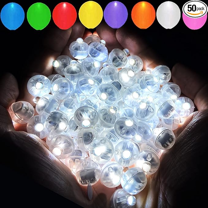 Aogist 50pcs White Balloon Lights,Long Standby Time Waterproof Mini Light,Battery Powered,Round LED Ball Lamp for Latex Balloon Paper Lantern Party Wedding Festival Christmas Halloween Decorative