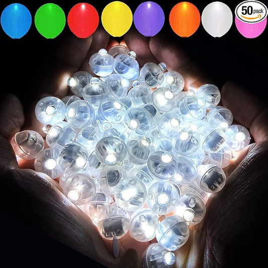 Aogist 50pcs White Balloon Lights,Long Standby Time Waterproof Mini Light,Battery Powered,Round LED Ball Lamp for Latex Balloon Paper Lantern Party Wedding Festival Christmas Halloween Decorative