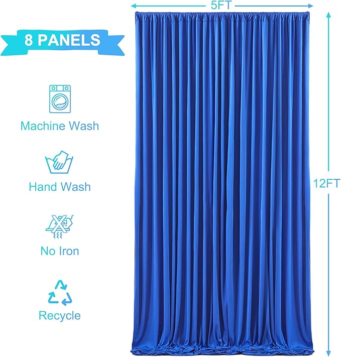 40ft x 12ft Royal Blue Backdrop Curtains Wrinkle Free Backdrop Curtain for Wedding Parties Blue Fabric Backdrops Drapes Back Drop Cloth Bridal Shower Stage Curtains Wedding Decorations for Reception