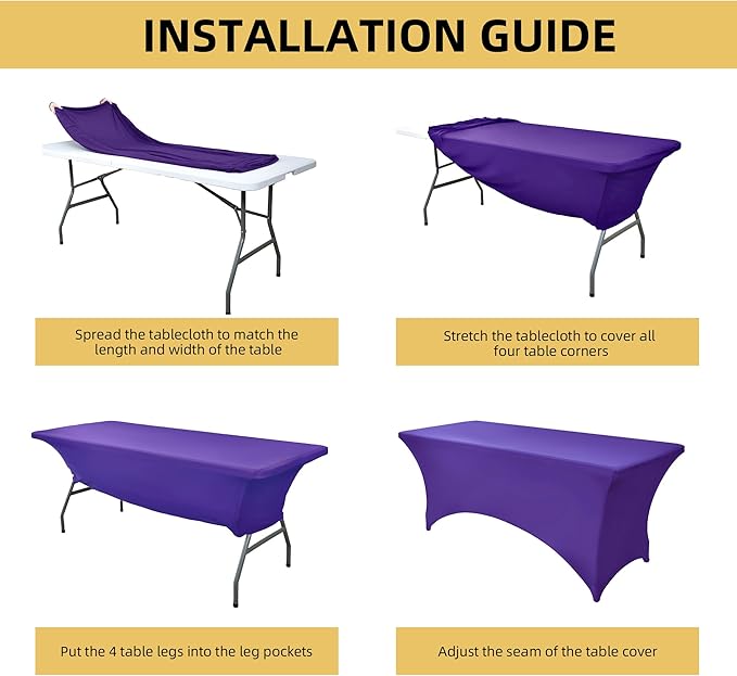 2-Pack 4ft Spandex Table Covers for Rectangular Folding Tables - Wrinkle Resistant Stretch Tight Table Cloths - Ultimate Fitted Table Protector for Parties, Banquet, and Wedding