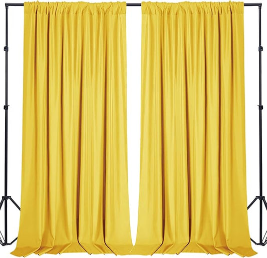 Sugargirl 10x10FT Yellow Backdrop Curtains Polyester Photo Backdrop Drapes Curtains 2 Panels with Rod Pockets for Party Birthday Wedding Photography Home Decoration
