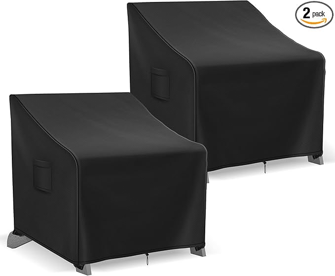 Adirondack Chair Covers Waterproof, Lawn Outdoor Chair Covers 2 Pack, Patio Chair Covers for Outdoor Furniture Fits up to 32W x 37D x 36H inches, Black