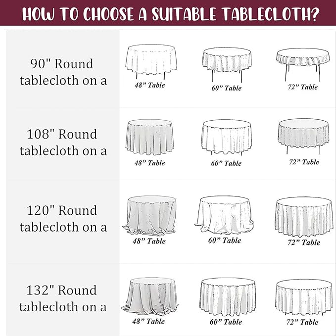 8 Pack Premium Round Tablecloth 90 Inch Round Table Covers Bulk Washable Polyester Fabric Round Table Clothes for Wedding Party Reception Banquet Buffet Restaurant (Burgundy, 90 Inch)