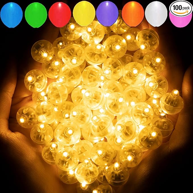Aogist 100pcs Warm White Balloon Light,Long Standby Time Waterproof Mini Ball Light,Round LED Lamp for Paper Lantern Balloon Party,Wedding,Birthday,Festival,New Year and Christmas Decorative