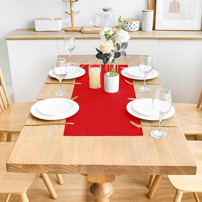 2 Pack Red Small Short Table Runner 12 x 24 Inch Solid Color Runners Coffee Table Dresser for Daily Party Home Decoration