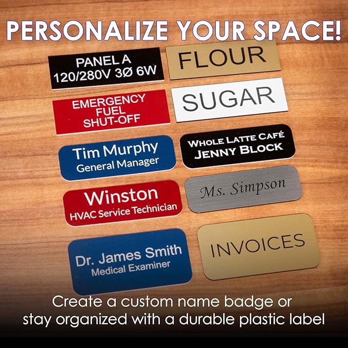Red Name Tag Blanks – 25 Pack, 1.5" x 3", Round Corners, DIY Engravable Plastic Badges with Magnetic Backing – All Quality Badges