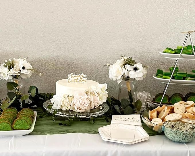 10 Packs Olive Green Cheese Cloth Table Runners, 10FT Boho Gauze Moss Green Cheesecloth Table Runner for Wedding Bridal Baby Shower Fall Thanksgiving Table Decoration