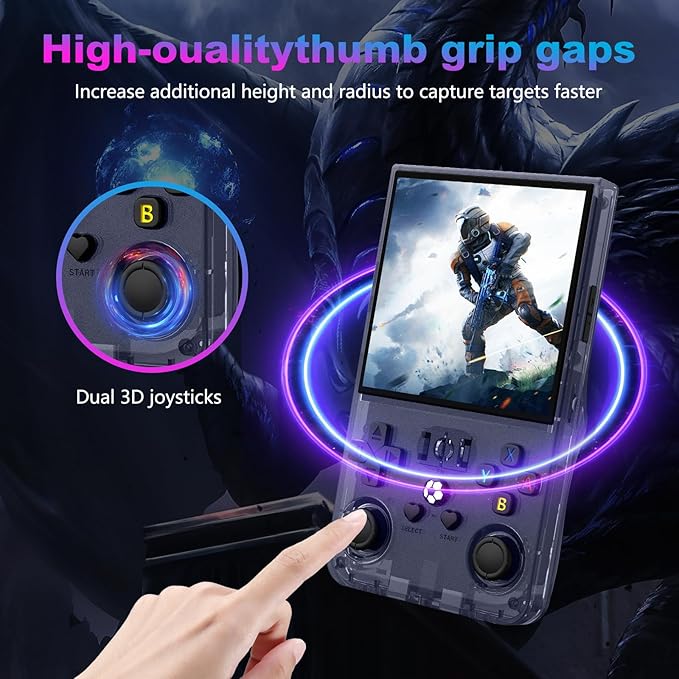 R36MAX Retro Handheld Game Console, 4.0 Inch 720x720 IPS Screen, Built-in 18,000+ Classic Game, Portable Hand Held Open Source Linux System, 4000mAh Battery Retro Gaming Console (Gray 64GB)