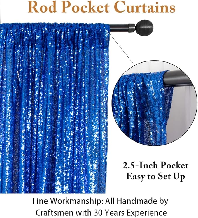 ShinyBeauty Royal Blue Sequin Photo Booth Backdrop 5x10FT | Glitter Birthday Wedding Party Background Curtain | Premium Fabric for Events Photography Decor