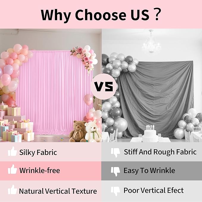 30x10ft Backdrop Curtains for Parties, 6 Panels 5x10ft Photography Backdrop Curtain with Rod Pocket,Backdrop Polyester Background Drapes,Wedding Backdrop Drapes for Birthday Baby Shower Home Decor