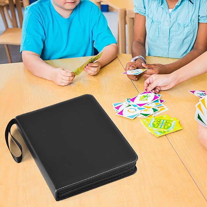 9 Pocket Card Binder, 900 Double Sided Pockets, PU Collection Binder for MTG, TCG, Sports Cards, Black (Black)