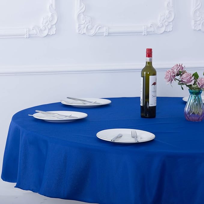 Ascoza 2pack 90 Inch Royal Blue Round Tablecloth in Washable Polyester Fabric for Wedding/Banquet/Restaurant/Parties