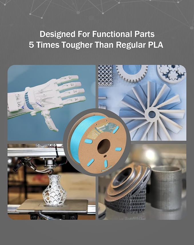 DURAMIC 3D PLA+ Filament 1.75mm 1Kg Light Blue, PLA Plus Filament 1Kg Spool(2.2lbs) Tougher and Stronger, Dimensional Accuracy Probability +/- 0.02mm