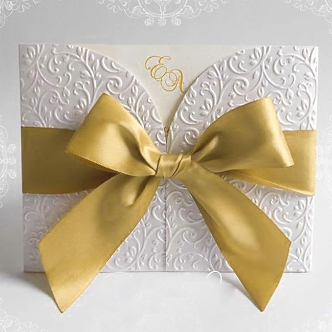 1-1/2 Inch Champaign Gold Satin Ribbon 50 Yards Solid Fabric Ribbons for Gift Wrapping, Crafts, Floral Arrangements, Wedding, Party, Holiday and Home Decor