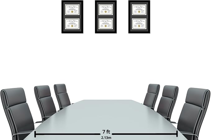 Creative Picture Frames 10X16Bk-B Black Vertical Double Diploma Frame With 2 Opening Black Matting | Holds 2-6X8-Inch Documents With Installed Wall Hanger