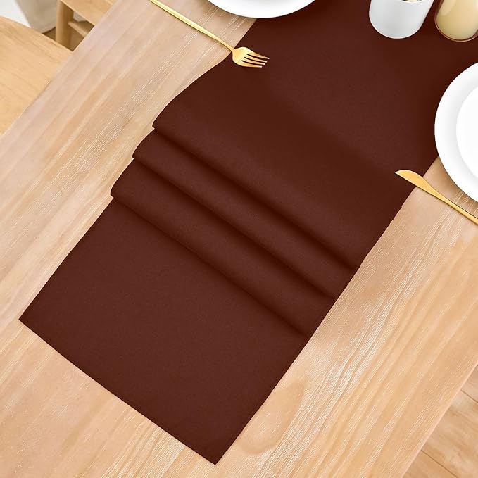 2 Pack Chocolate Small Short Table Runner 12 x 48 Inch Solid Color Runners Coffee Table Dresser for Daily Party Home Decoration