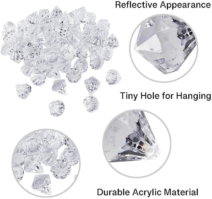 Super Z Outlet Acrylic Clear Ice Rock Diamond Crystals Treasure Gems for Table Scatters, Vase Fillers, Event, Wedding, Arts & Crafts, Birthday Decoration Favor (60 Pieces)