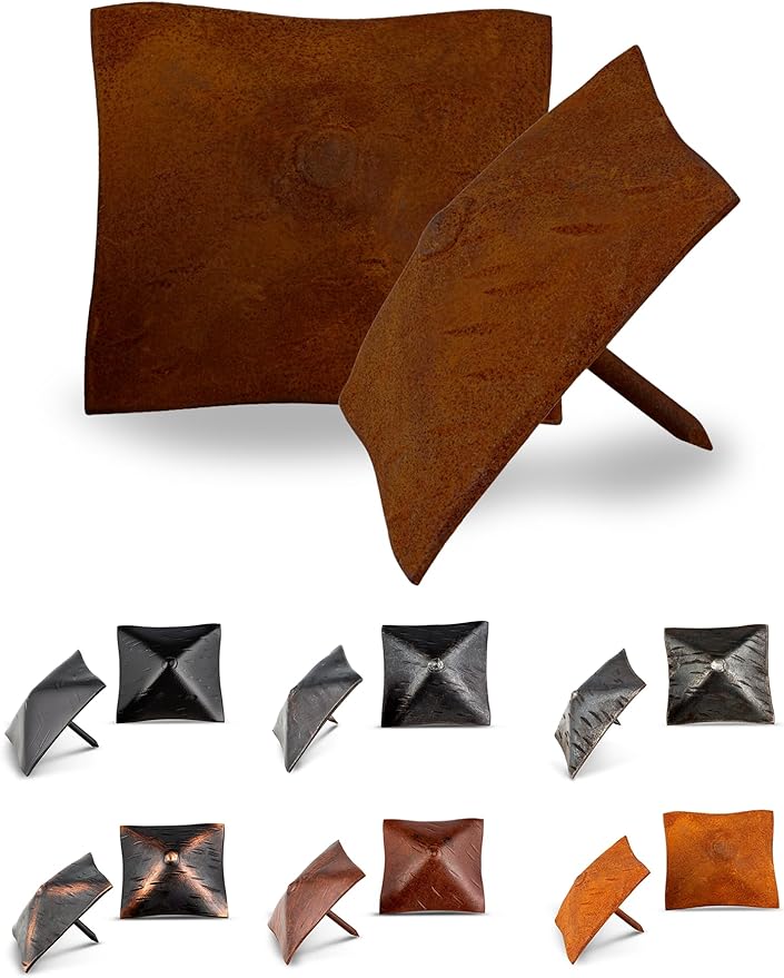 50 Pack 2" Square Head Iron Clavos Decorative Nails – Rusted – Handmade Rustic Square Fasteners for Farmhouse Shutters, Faux Wood Beams, Barn Doors, Shutters, and Gates – Ornamental Wood Accent