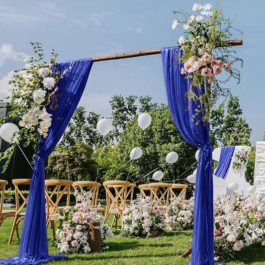 Royal Blue Wedding Arch Draping Fabric 29" x 20 FT Blue Wedding Drapes for Backdrop Sheer Curtains Drapes for Romantic Bridal Baby Shower Ceremony Birthday Party Fall Outdoor Events