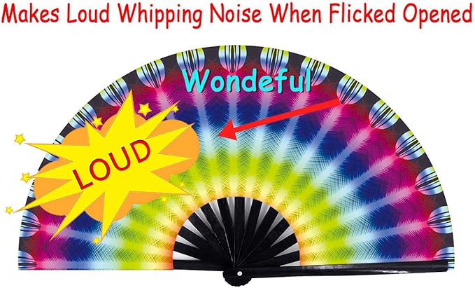 Amajiji Large Folding Hand Rave Fan Popping Fan for Line Dancing Clacking Fans for Boots On The Ground Dance,Party,Decoration,Festival (Ａperture)