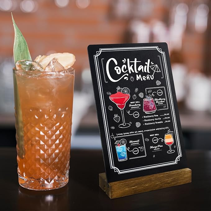 6 Pack Small Chalkboard Signs With Stand, 8x5'' Table Top With Wooden Base, Double-Sided Mini for Food Message Boards Restaurant Bar Party Store Decoration