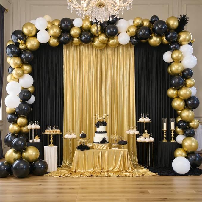 Outpain 10x12ft Gold Sequin Backdrop Curtains -Heavy Duty Gold Photography Backdrops with Non-Shedding Glitter, Wrinkle-Free Stage Drapes for Wedding/Christmas/Studio Shoots (5x12ft 2 Panels)
