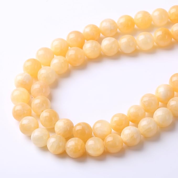 Rice Topaz Stone Beads Gemstone Round Crystal Energy Jade Beads Stone Beads for Jewelry Making DIY Bracelet Necklace Jewelry Making 1 Strand 15.5inch 31PCS 12MM