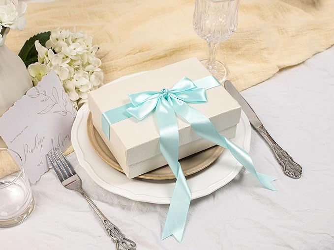 Light Blue Satin Ribbon 1 inch X Continuous 100 Yards, Single Face Polyester Ribbon Perfect for Gift Wrapping, Flower Bouquet, Wedding Decor, Crafts, Bow Making, Sewing and More