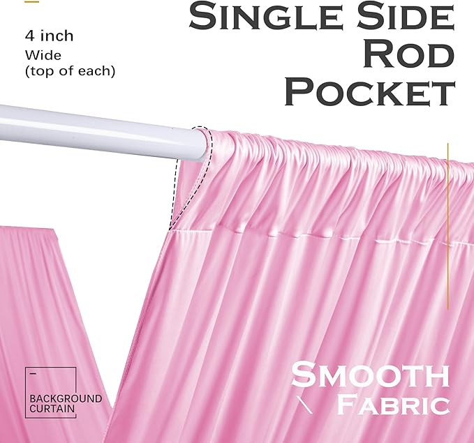 PartyVillage 2 Panels 5ftx30ft Baby Pink Ceiling Drapes for Wedding Parties – 30 FT Extra Long Thick Polyester Wrinkle-Free Drapery Tent Decor Decorations for Birthday Party Ceremony Stage Swag