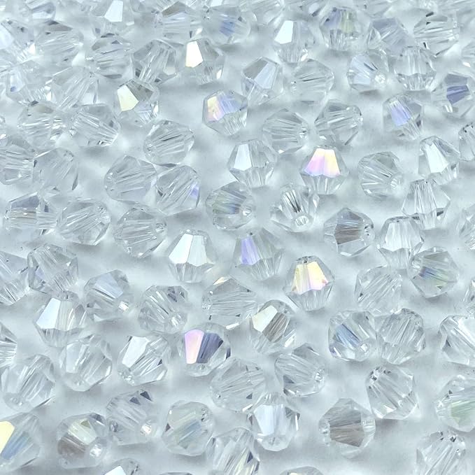 250pcs 6mm Bicone Crystal Glass Beads Loose Spacer Beads Faceted Craft Beads for Jewelry Making DIY Necklace Bracelet Earring Wind Chimes Suncatchers Ornamen(Crystal AB)