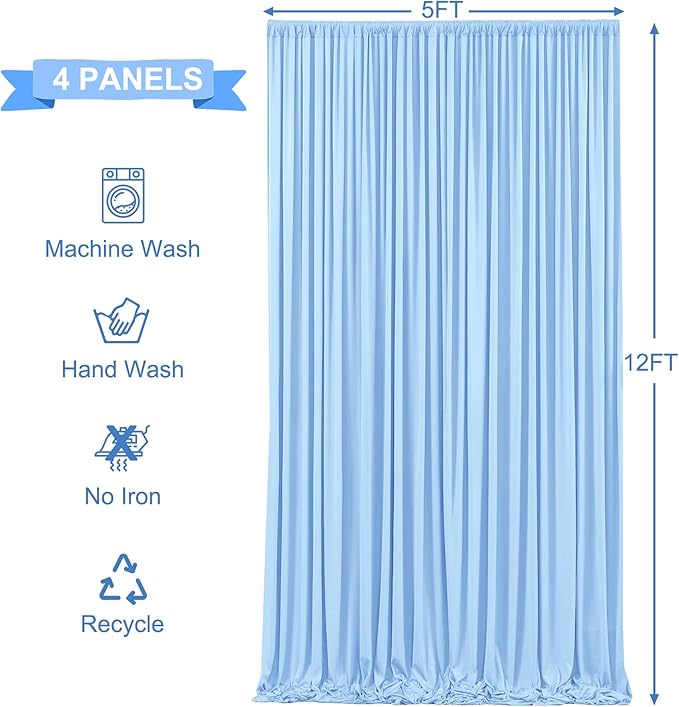 20ft x 12ft Baby Blue Backdrop Curtains Wrinkle Free Backdrop Curtain for Wedding Parties Blue Fabric Backdrops Drapes Back Drop Cloth Bridal Shower Stage Curtains Wedding Decorations for Reception