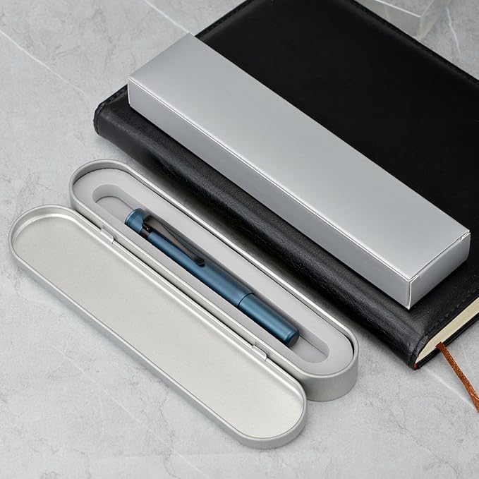 Hongdian M2 Black Forest Mini Fountain Pen, Bent Nib & Sleek Shape Aluminium Short Pocket Travel Pen (Midnight Blue)